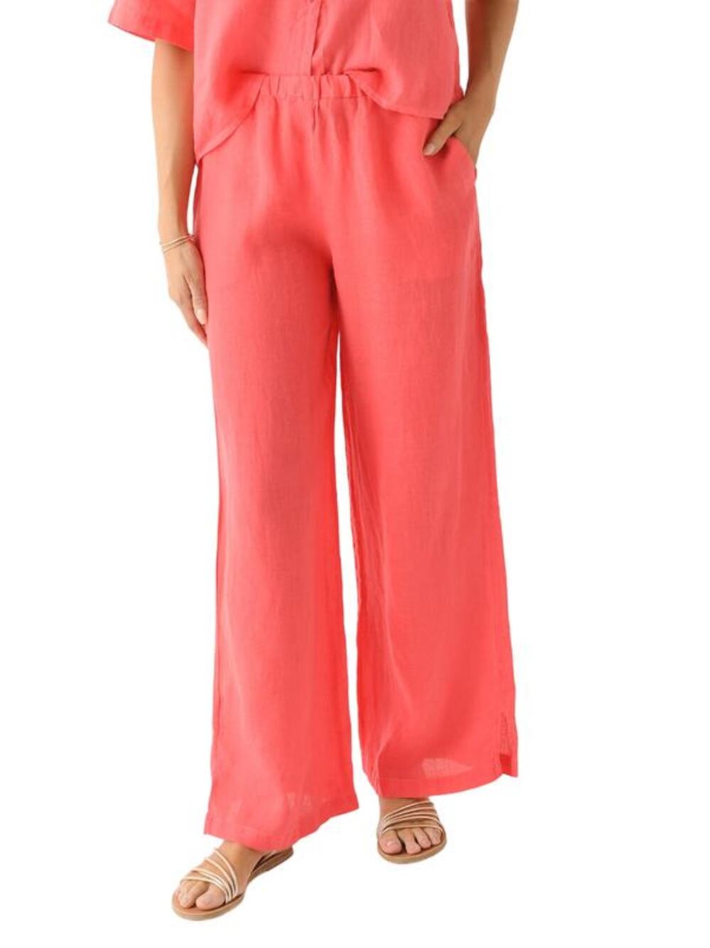 STARK-x Emerson Linen Pants Wide Leg in Nantucket Coral M NWT CoastalChic